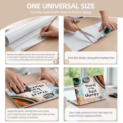 Universal Laptop Skin Sticker for 12/13/14/15.6 Inch Laptops, Reusable Vinyl Laptop Decal Cover, Waterproof Scratch Resistant Notebook Skin with 2 Wrist Pads,Fun Travel Map - color: Fun Travel Map