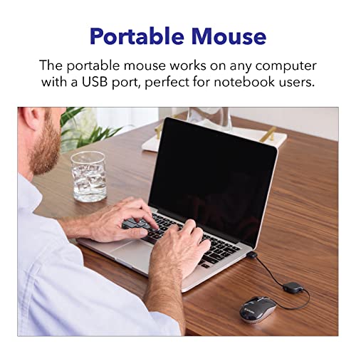 Verbatim Wired Optical Computer Mini USB-A Mouse - Plug & Play Corded Small Travel Mouse with Retractable Cable – Blue 98616 - color: BLUE