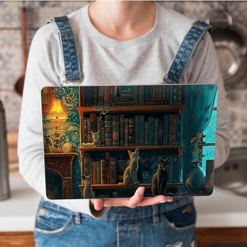 Universal Laptop Skin Sticker with 2 Wrist Pad Skins, Waterproof Scratch Resistant Vinyl Laptop Cover Decal, Cut to Fit for 11–15.6 Inch MacBook HP Dell Lenovo, Cat Library - color: Cat Library