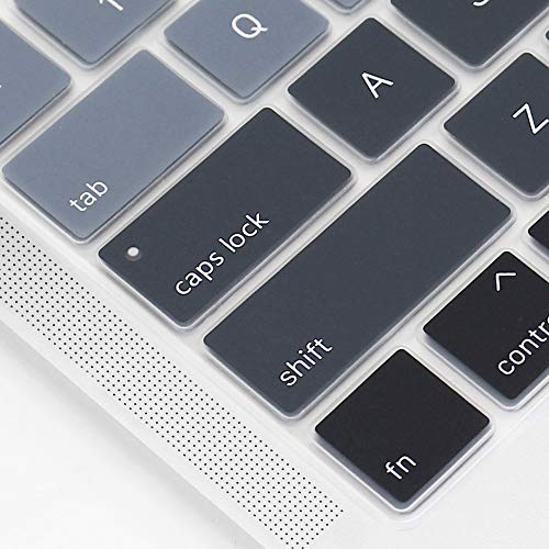 ProElife Keyboard Cover for MacBook Air 13-Inch with Touch ID A2337 M1 | Ombre Gray, U.S. Layout, Non-interference Design for ID Key, Dust-Resistant, Silicone Protective Skin, Washable & Reusable - color: Ombre Gray
