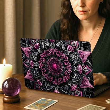PLIGREAT 15 Inches Laptop Decal Sticker Skin Cover, Dark Mandala Laptop Sticker Decals Fits 12" to 15" Laptops Universal Waterproof Removable, Purple Grey - color: Purple Grey