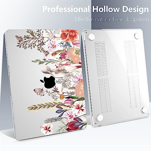 Batianda Case for MacBook Air 15" with M5 M4 M3 M2 Chip, Botanical Meadow | 4-in-1 Set with Bright Color Botanical Design, Lightweight Slim Hard Shell Protection For School Girls Women and Travelers - color: Flower field