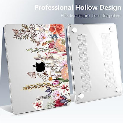 Batianda Case for MacBook Air 15" with M5 M4 M3 M2 Chip, Botanical Meadow | 4-in-1 Set with Bright Color Botanical Design, Lightweight Slim Hard Shell Protection For School Girls Women and Travelers - color: Flower field