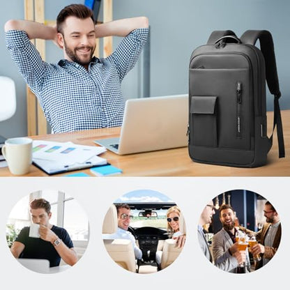 Slim Laptop Backpack for Men, Business Backpack with USB Charging Port | 15.6 Inch Lightweight Travel Backpack, Water Resistant Small Computer Bag for Work Office College