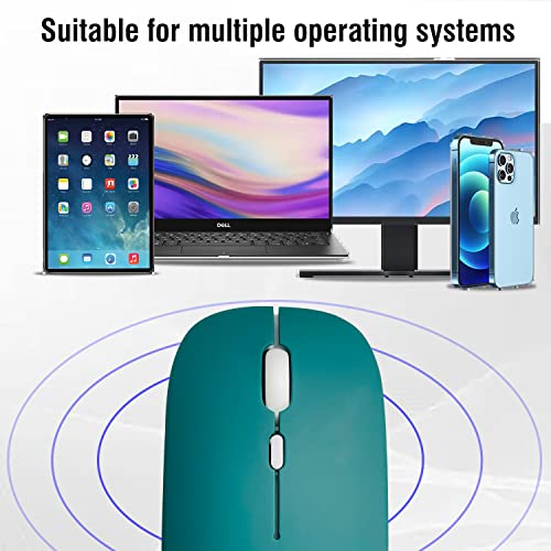 Wireless Bluetooth Mouse for iPad/MacBook Pro/Air/Laptop/pc Rechargeable Silent Mouse Portable Slim for Surface Pro/Lenovo/Samsung Tablet (Jade Green) - color: Jade Green