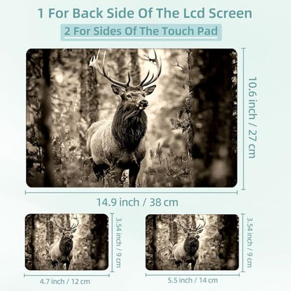 Universal Laptop Skin Decal, 3-Piece Vinyl Protector for 12 13 14 15.6" Notebook, Waterproof Anti-Scratch, Easy Trim & Bubble-Free Finish, Elk in the Woods - color: Elk in the Woods