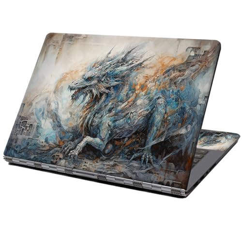 Laptop Skin Sticker Decal 12" 13" 13.3" 14" 15" 15.6",Waterproof Scratch Resistant Vinyl,Reusable Easy to Apply,for MacBook HP Dell Notebooks Netbooks Laptop,2 Wrist Pads,Art Vintage Dragon - color: Art Vintage Dragon