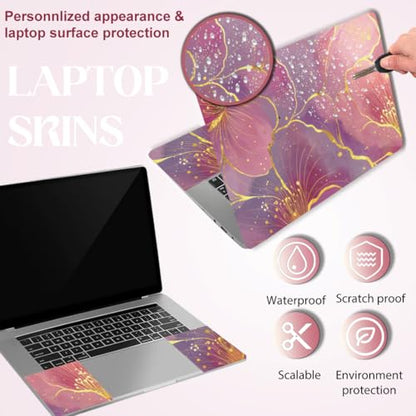 SUPERDANT Laptop Skin Sticker Laptop Decals Pink Flower Personalized Universal Notebook Computer Wrap Vinyl Skin Stickers Cover Art Decal Removable 12-15.6 Inch Waterproof Scratch-Resistant Gifts - style: Pink Flower