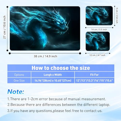 Universal Laptop Skin Sticker Decal with 2 Wrist Pad Skins, Waterproof Scratch Vinyl Cover for 11–15.6 Inch MacBook, HP, Dell, Lenovo, Cutable & Reusable,Glowing Blue Ice Dragon - color: Glowing Blue Ice Dragon