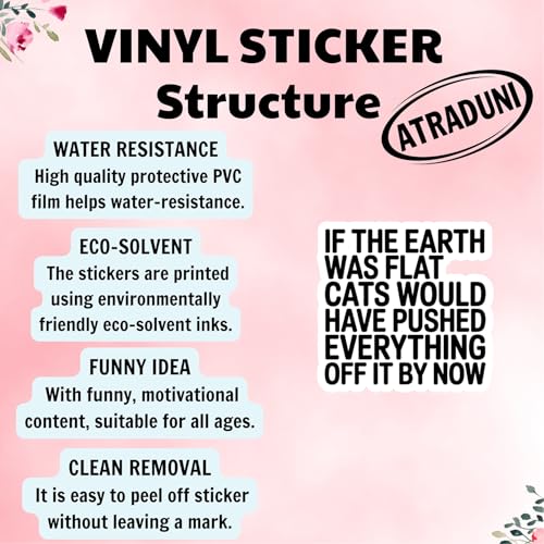 (3Pcs) If the Earth was Flat Cats Sticker Funny Sarcastic Vinyl Die-Cut Waterproof Stickers for Laptop Water Bottle Phone Case Tumbler Kindle Hard Hat Quote Decal Gifts Size 3" - color: If the Earth Was Flat Cats