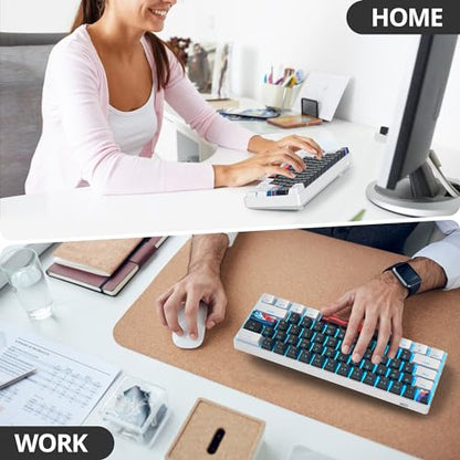 Portable 60% Mechanical Gaming Keyboard, 60 Percent Red Switch LED Backlit, 61 Keys Mini Black & White USB Wired Office Keyboard for Windows Mac Laptop PC - color: 61 White & Black/Red Switch