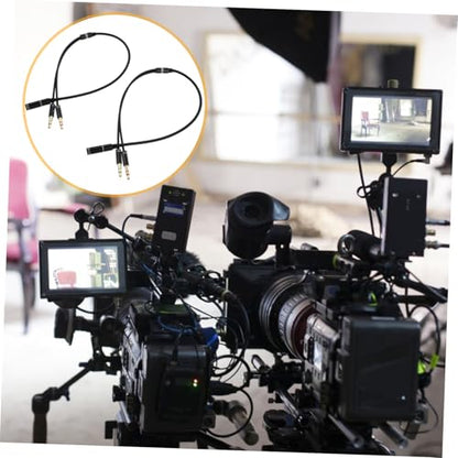 2pcs Headset Jack Adapter Cord Y Splitter Cable Male to Female Audio Extension for Laptops Mobile Phones Microphone Live Streaming Karaoke