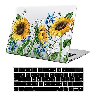 Compatible with MacBook Air 13 inch Case 2022 2021 2020 2019 2018 Release M1 A2337 A2179 A1932 Retina Display Touch ID, Plastic Hard Shell Case & Keyboard Cover, Sunflower - color: 01 Sunflower
