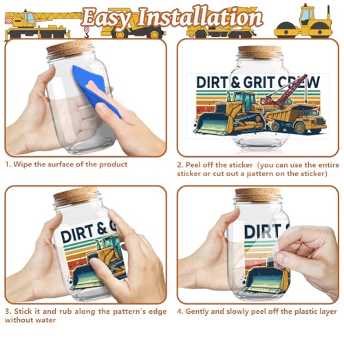 Construction Vehicle UV DTF Cup Wraps, 10 Sheets Transfer Sticker | Waterproof UV DTF Stickers, Custom Vinyl Decals for 16oz Coffee Cups Tumblers Bottles Mugs, DIY Gifts & Crafts - style: Construction Vehicles