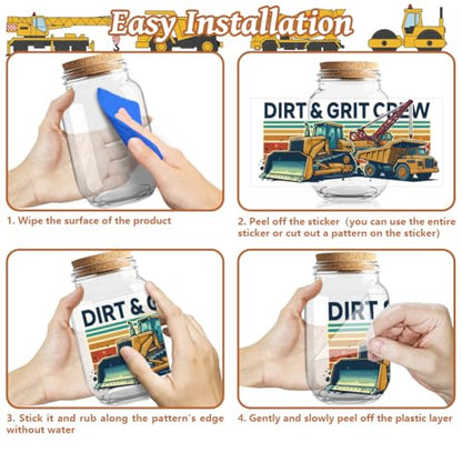 Construction Vehicle UV DTF Cup Wraps, 10 Sheets Transfer Sticker | Waterproof UV DTF Stickers, Custom Vinyl Decals for 16oz Coffee Cups Tumblers Bottles Mugs, DIY Gifts & Crafts - style: Construction Vehicles
