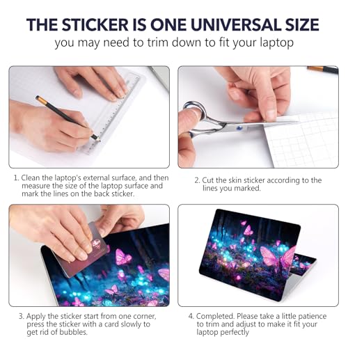AIMSA Laptop Skin Sticker Decal, 13/13.3/14/15/15.4/15.6 inch Laptop Art Decal Universal Cover, Scratch Resistant Notebook Skin Protector, Fantasy Pink Butterfly - color: Fantasy Pink Butterfly