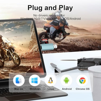 SD Card Reader USB C, Dual Slots USB 3.0 Type C to Micro SD Card Adapter for Samsung Galaxy S26 S25 Ultra FE S25+ S24,Laptop,PC,MacBook Pro/Air, Memory Card Reader Compatible with SD,MicroSD,SDHC,SDXC