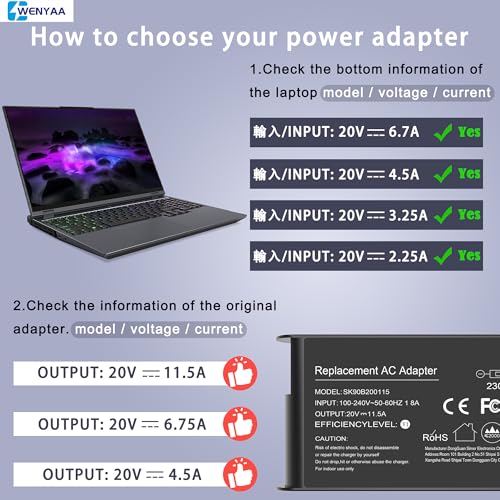 230W Laptop Charger Adapter Compatible with Lenovo Legion 5 7 5P C7 S7 Y540 Y545 Y740 Y730 Y900 Y910 Y920 Y7000 ThinkPad P1 P73-P70 P53-P51 - color: BLACK5