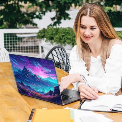 Laptop Skin Sticker Decal, Universal Reusable Vinyl Laptop Cover for 12" 13" 13.3" 14" 15" 15.4" 15.6" Notebook PC, Reusable Waterproof Scratch-Resistant with 2 Wrist Pads,Art Landscape Mountains - color: Art Landscape Mountains