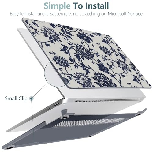 Batianda Artistic Case for Microsoft Surface Laptop 15 inch, Navy Flowers | Fits Surface Laptop for Business 8th Edition 2026 & Surface Laptop 7 2024, 4-in-1 Accessories Bundle, Slim Durable Hard Shell - color: Navy flowers