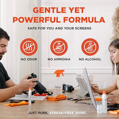 WHOOSH! Screen Shine Pro – Refillable Screen Cleaning Kit, 16.9 fl oz | Includes 14x14" Microfiber Cloth, For Smart TV, OLED, LCD, Monitors, Streak Free Finish, Non Toxic & Odorless