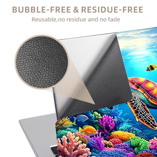 Universal Laptop Skin Sticker for 12/13/14/15.6 Inch Laptops, Reusable Vinyl Laptop Decal Protective Cover, Waterproof Scratch Resistant Notebook Skin with 2 Wrist Pads,Colorful Sea Turtle - color: Colorful Sea Turtle