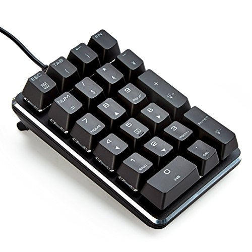 Qisan Mechanical Numeric Keypad GATERON Red Switch Wired Ice Blue Backlight Gaming Keypad/Keyboard 21 Keys Portable Mechanical Numpad Extended Layout | Laptop Accessories | keypad for Computer - color: GATERON Red Switch-Blue