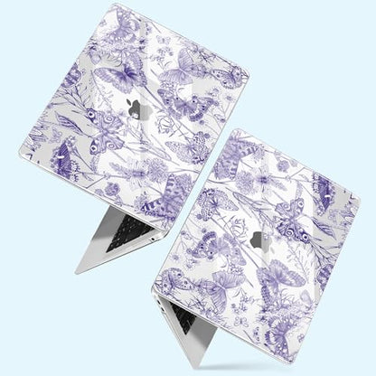 for MacBook Air 13 inch Case 2020 M1 A2337 2019 2018 Release– Fashionable Lightweight Floral Design Transparent HD Clear Laptop Shell, with TPU Keyboard Cover & OTG Adapters, Butterfly Blue - color: Butterfly Blue