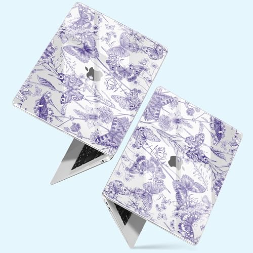 for MacBook Pro 13 inch Case 2022 M2 A2338 2020 Release– Fashionable Lightweight Floral Design Transparent HD Clear Laptop Shell, with TPU Keyboard Cover & OTG Adapters, Butterfly Blue - color: Butterfly Blue
