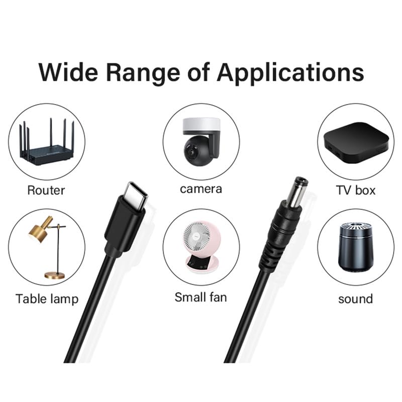 20V PD USB C to DC 5.5 x 2.1mm Security Camera Power Cable, Type C Input to DC 20V 5A Cable Made for Power Bank, LED Desk Lamp, Small Fan, Starlink Mini, Foldable Solar, CCTV IP Surveillance - style: USB C to 5.5x2.1mm - 1.5m Cable