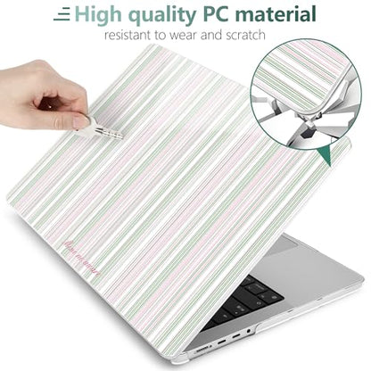 TWOLSKOO Compatible with MacBook Pro 14 inch Case M5 2026 2025-2021 Release M4 M3 M2 M1 Pro/Max Chip, Plastic Hard Shell & Keyboard Cover & USB C to USB Adapter & Screen Film, Pastel Stripes - color: Pastel Stripes