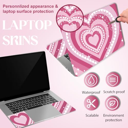SUPERDANT Laptop Skin Sticker Pink Heart Laptop Decals Personalized Universal Notebook Computer Wrap Vinyl Skin Stickers Cover Art Decal Removable 12-15.6 Inch Waterproof Scratch-Resistant Gifts - style: Love Heart Vortex