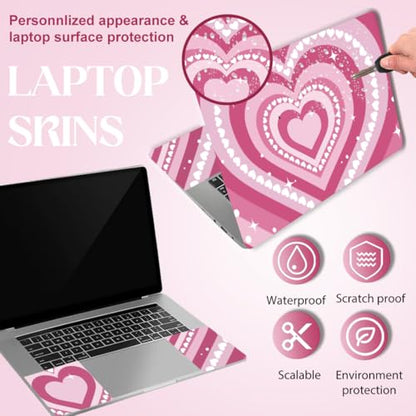 SUPERDANT Laptop Skin Sticker Pink Heart Laptop Decals Personalized Universal Notebook Computer Wrap Vinyl Skin Stickers Cover Art Decal Removable 12-15.6 Inch Waterproof Scratch-Resistant Gifts - style: Love Heart Vortex