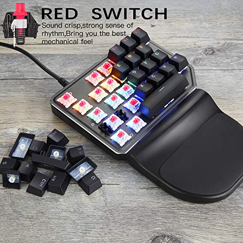 MOTOSPEED K27 One-Handed Mechanical Mini Gaming Keypad 27 Keys, 9 LED Backlit USB Wired Mechanical Gaming Keyboard for Pro Keyboard Computer/PC/Desktop/Laptop/Mac