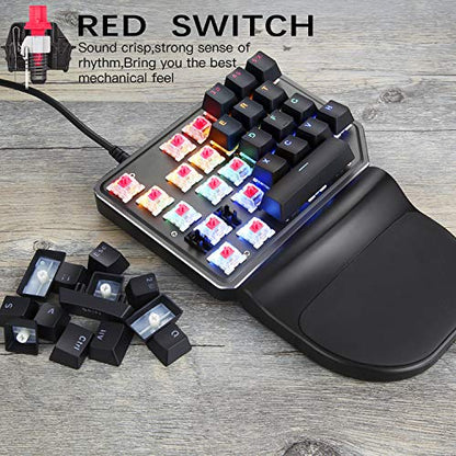 MOTOSPEED K27 One-Handed Mechanical Mini Gaming Keypad 27 Keys, 9 LED Backlit USB Wired Mechanical Gaming Keyboard for Pro Keyboard Computer/PC/Desktop/Laptop/Mac