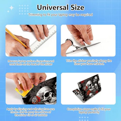 Universal Laptop Skin Sticker Decal for 11.6”12" 13" 13.3" 14" 15" 15.4" 15.6" Reusable Waterproof Scratch-Scratch Resistant Protective Vinyl Laptop Notebook Skin Stickers - Red Roses Skull - color: Red Roses Skull
