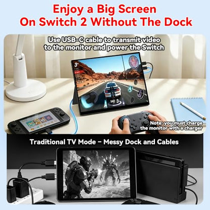 S123E 12.3 Inches Portable Monitor Touchscreen Monitor for Switch/Switch 2 | 1920 x1280 Ultra Slim Mini Travel Monitor 1280P IPS Display 100% sRGB for Laptop Surface PC Xbox PS4/5 and Office - size: 12.3"