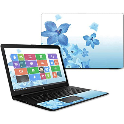MightySkins Skin Compatible with HP 17t Laptop 17.3" (2017) - Blue Flowers | Protective, Durable, and Unique Vinyl Decal wrap Cover | Easy to Apply, Remove, and Change Styles | Made in The USA - color: Blue Flowers