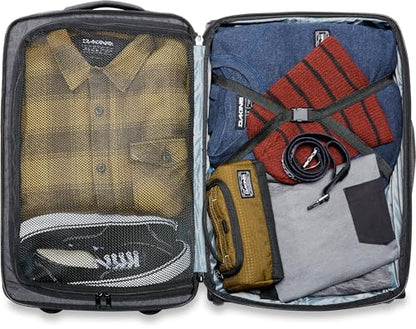 Dakine Carry On Roller 42L Expandable Wheeled Luggage, Laptop Sleeve | Meets most airline carry-on limits with expandable capacity, laptop sleeve and heavy-duty YKK zippers. - color: Multi