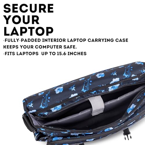J World New York Thomas Laptop Messenger Bag for Women & Men. Kids Computer Bookbag - color: Night Bloom