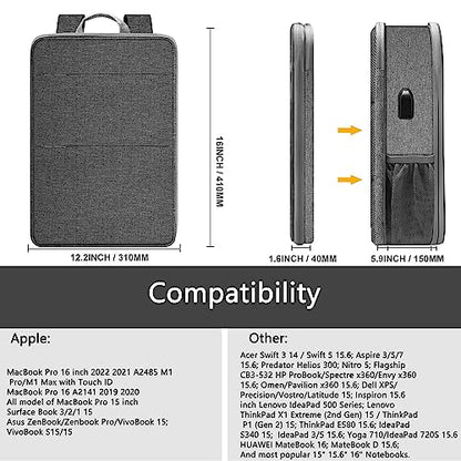 ZINZ Slim & Expandable Laptop Backpack 15 15.6 16 Inch Case, Water Resistant Travel Backpack Compatible with MacBook Pro/Neo 16" 15", Dell XPS 15 16 and Most 15" 15.6" 16" Notebooks，D01G01 - color: D01g01, size: 15"-16"