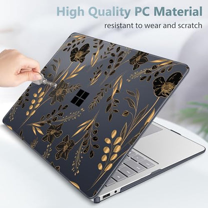 Mektron Printed Case for 2025 Microsoft Surface Laptop Windows 11 Copilot+ PC Surface Laptop 13 inch Touchscreen Display Cover Fits Model 2095, Gold Floral - color: Gold Floral