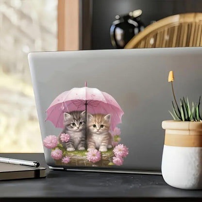Umbrella Cat PVC Vinyl Car Decals Stickers Waterproof Self-Adhesive Decals for Cars, Laptops, Trucks, Motorcycles Wall Window Luggage Scratch Cover Door Decor Sticker
