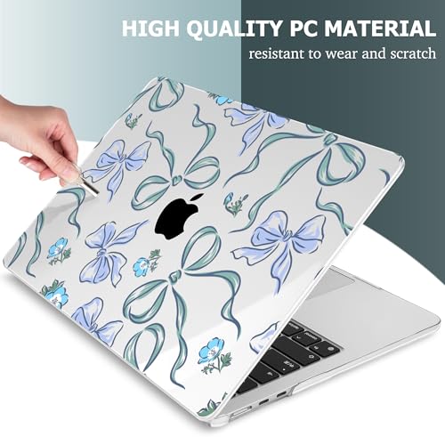 Mektron for 2026/2025/2024/2023 MacBook Air 15 INCH M5 A3448 /M4 A3241 /M3 A3114 /M2 A2941 Case, Printed Plastic Hard Shell Cover with 15.3" Liquid Retina Display Touch ID, Bows C355 - color: Bows C355