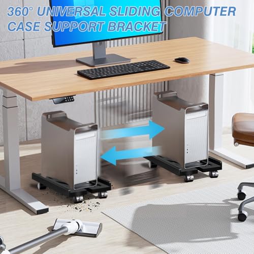 Pc Stand for Floor, Adjustable Computer Tower Stand for Carpet,Mobile CPU Stand with 4 Rolling Caster Wheels, PC Tower Stand Fits Most PC Under Desk-D-Black - color: D-Black