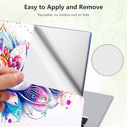 Laptop Skin Sticker Decal, Universal Reusable Vinyl Laptop Cover for 12" 13" 13.3" 14" 15" 15.4" 15.6" Notebook PC, Waterproof Scratch-Resistant with 2 Wrist Pads, Easy to Apply & Remove,Lotus Flower - color: Lotus Flower