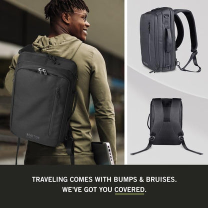 Kenneth Cole REACTION Parker 16" Polyester Tech Covertible Backpack/Briefcase, Black - size: 16"