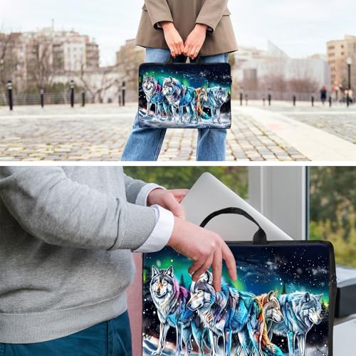 Laptop Bag,14 15 15.6 inch Laptop Case Sleeve,Computer Sleeve with Handle for Women Men,Carrying Case for MacBook,Dell,Lenovo,Notebook Computer,White Glitter Wolf - color: White Glitter Wolf