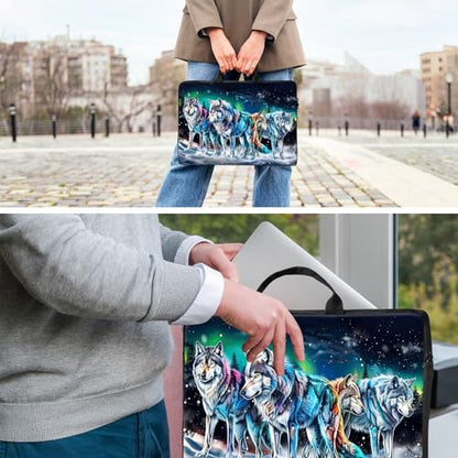 Laptop Bag,14 15 15.6 inch Laptop Case Sleeve,Computer Sleeve with Handle for Women Men,Carrying Case for MacBook,Dell,Lenovo,Notebook Computer,White Glitter Wolf - color: White Glitter Wolf