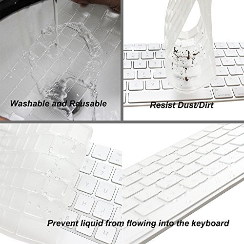 ProElife Ultra Thin Silicone Keyboard Protector Cover Skin for Apple Magic Keyboard & Magic Keyboard 2 (U.S Version, Model: MLA22L/A-A1644, Without Numeric Keypad) (Transparent) - color: Transparent